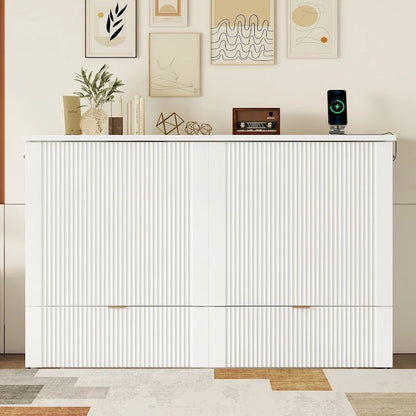 Queen Size Murphy Bed Wall Bed with drawer and a set of Sockets