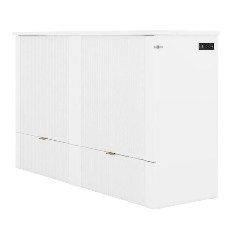 Queen Size Murphy Bed Wall Bed with drawer and a set of Sockets