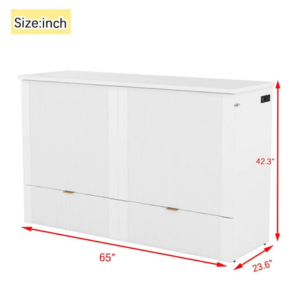 Queen Size Murphy Bed Wall Bed with drawer and a set of Sockets