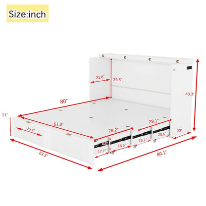 Queen Size Murphy Bed Wall Bed with drawer and a set of Sockets