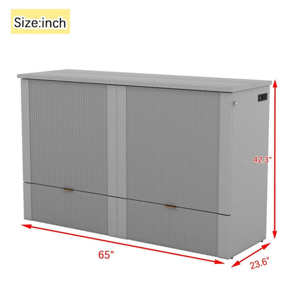 Queen Size Murphy Bed Wall Bed with drawer and a set of Sockets