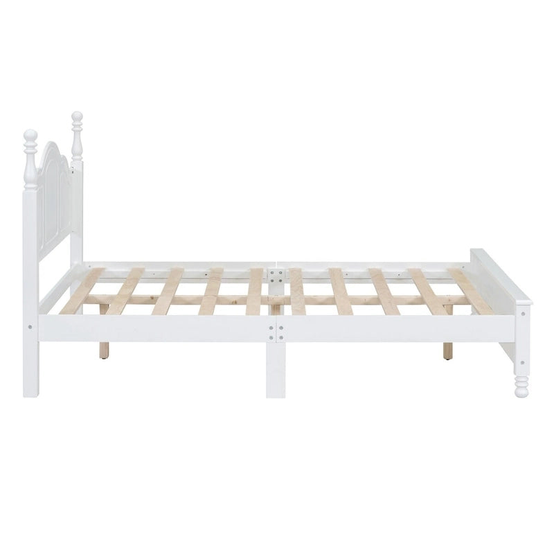 Platform Bed Frame,Retro Style Platform Bed with Pine Wooden Slat Support,