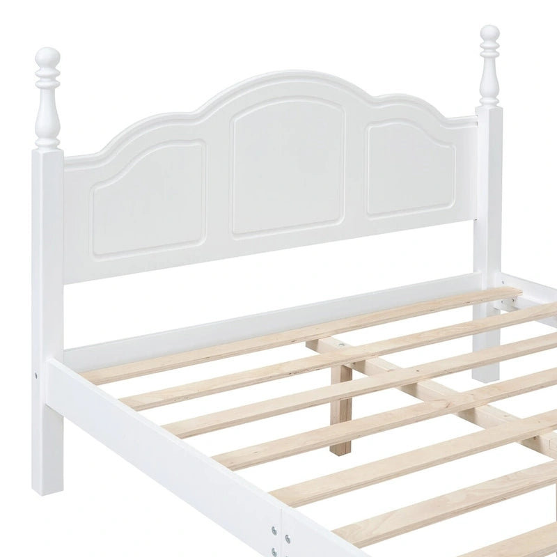 Platform Bed Frame,Retro Style Platform Bed with Pine Wooden Slat Support,