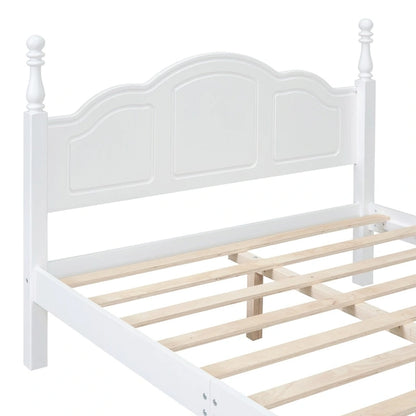 Platform Bed Frame,Retro Style Platform Bed with Pine Wooden Slat Support,