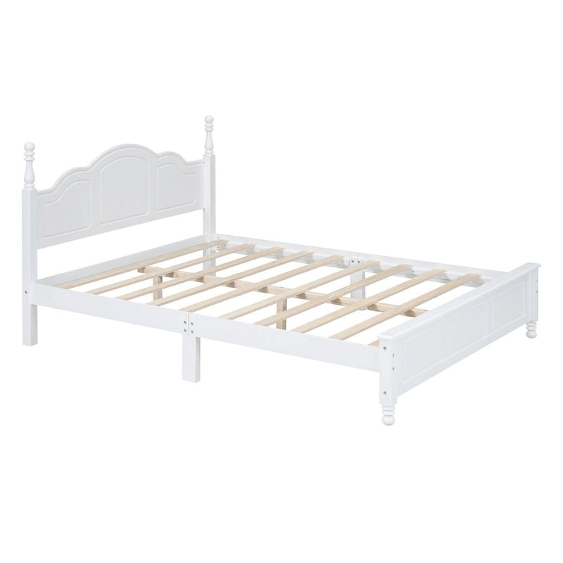 Platform Bed Frame,Retro Style Platform Bed with Pine Wooden Slat Support,