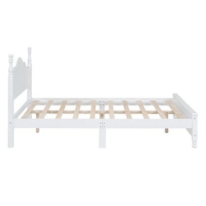 Platform Bed Frame,Retro Style Platform Bed with Pine Wooden Slat Support,