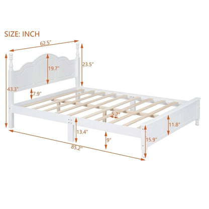 Platform Bed Frame,Retro Style Platform Bed with Pine Wooden Slat Support,