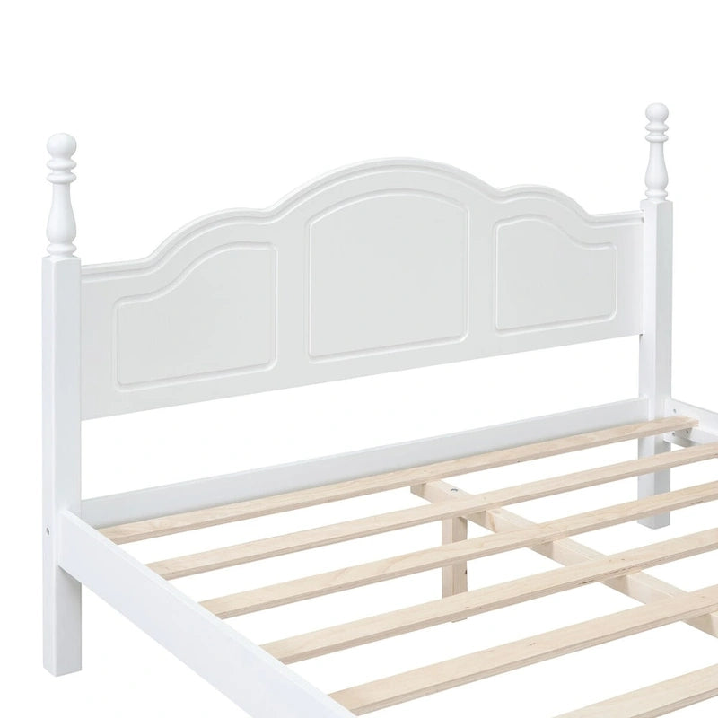 Platform Bed Frame,Retro Style Platform Bed with Pine Wooden Slat Support,