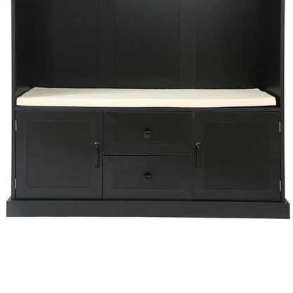 3-in-1 Design Hall Tree with Storage Bench,3 Hooks and Cushion