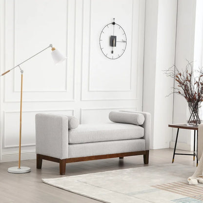 Upholstered Bench with Wood Legs