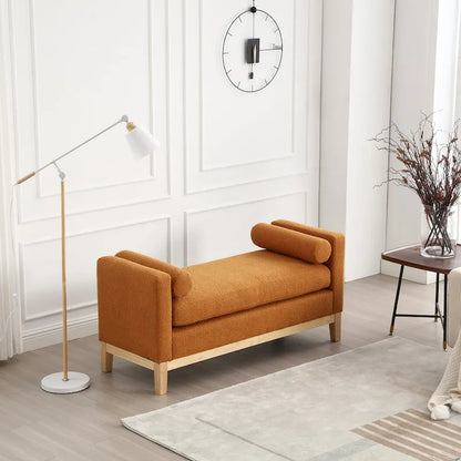 Upholstered Bench with Wood Legs