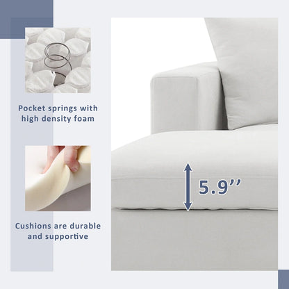 Modern 4-Seat L-Shaped Sectional Sofa, with 2 Free pillows, Convertible Ottoman
