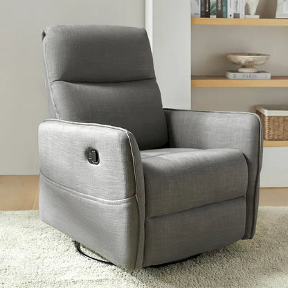 Rocker Swivel Recliner Chair with Side Pockets & Linen-Like Fabric Upholstery