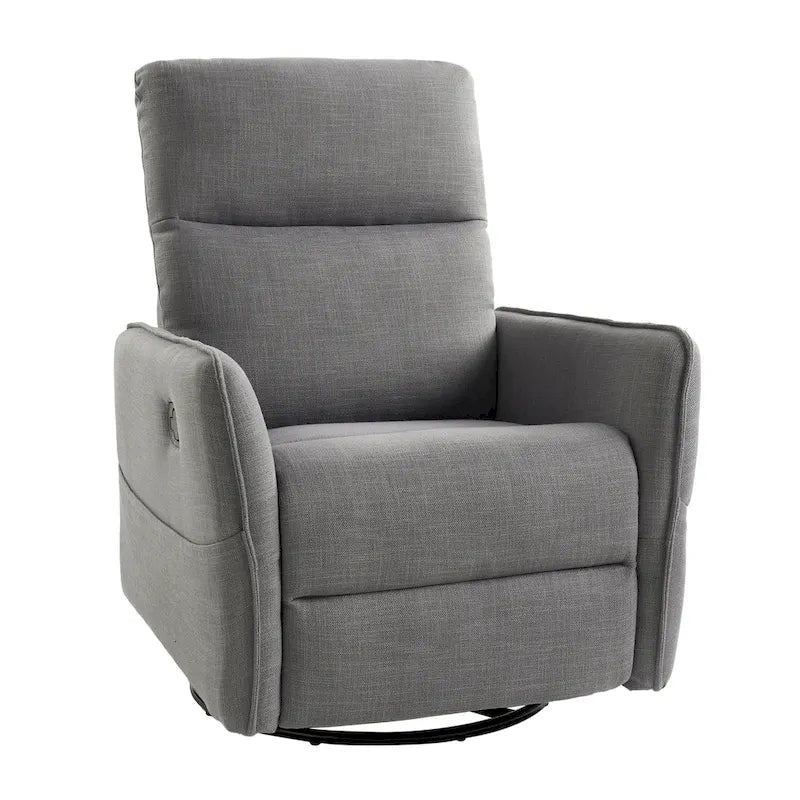 Rocker Swivel Recliner Chair with Side Pockets & Linen-Like Fabric Upholstery