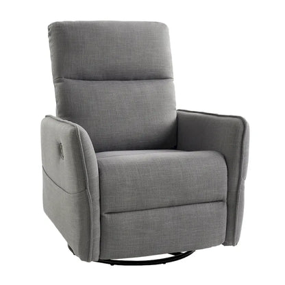 Rocker Swivel Recliner Chair with Side Pockets & Linen-Like Fabric Upholstery