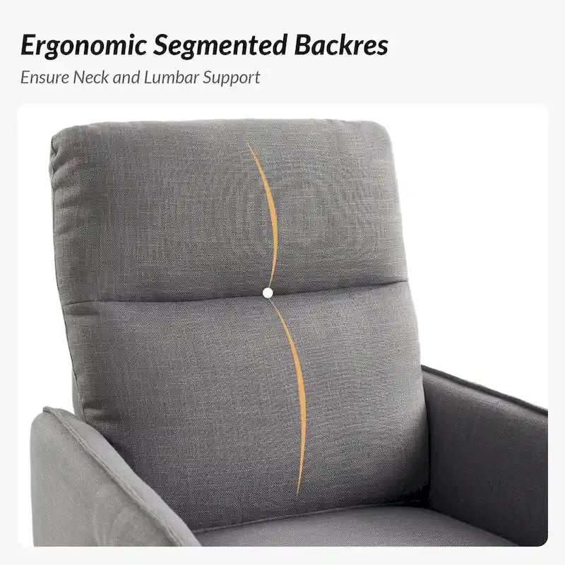 Rocker Swivel Recliner Chair with Side Pockets & Linen-Like Fabric Upholstery