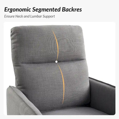 Rocker Swivel Recliner Chair with Side Pockets & Linen-Like Fabric Upholstery