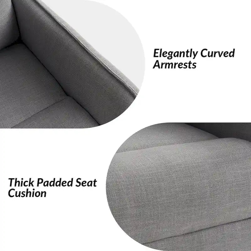 Rocker Swivel Recliner Chair with Side Pockets & Linen-Like Fabric Upholstery