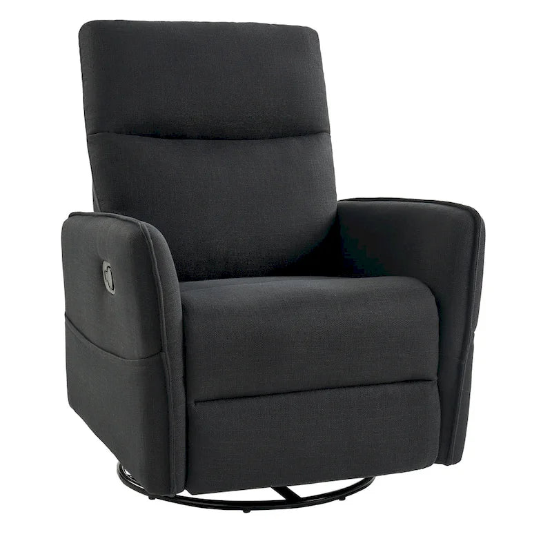 Rocker Swivel Recliner Chair with Side Pockets & Linen-Like Fabric Upholstery