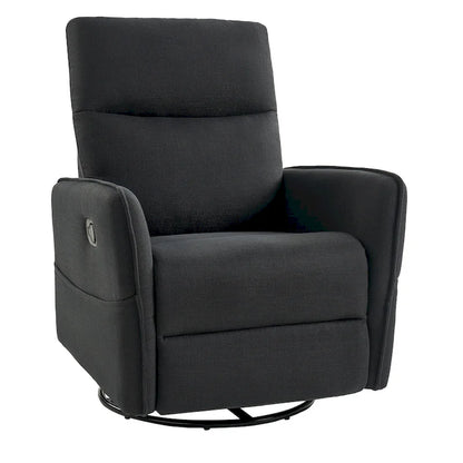 Rocker Swivel Recliner Chair with Side Pockets & Linen-Like Fabric Upholstery