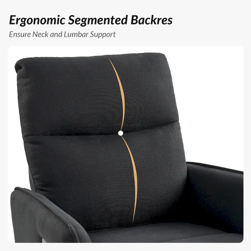 Rocker Swivel Recliner Chair with Side Pockets & Linen-Like Fabric Upholstery