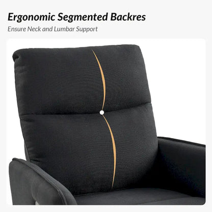 Rocker Swivel Recliner Chair with Side Pockets & Linen-Like Fabric Upholstery