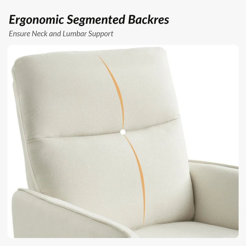 Rocker Swivel Recliner Chair with Side Pockets & Linen-Like Fabric Upholstery