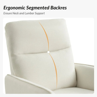 Rocker Swivel Recliner Chair with Side Pockets & Linen-Like Fabric Upholstery