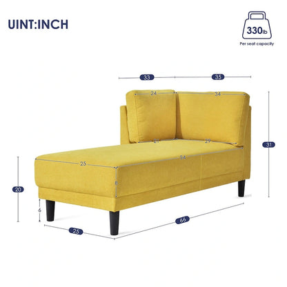 Mid-Century Modern Upholstered Chaise Lounge Sofa