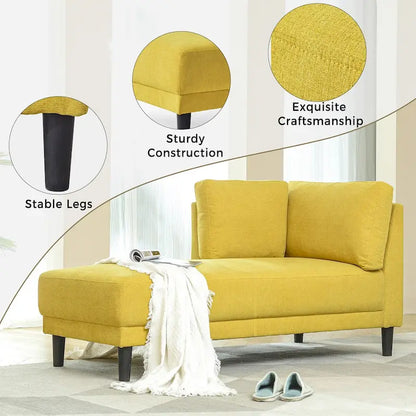 Mid-Century Modern Upholstered Chaise Lounge Sofa