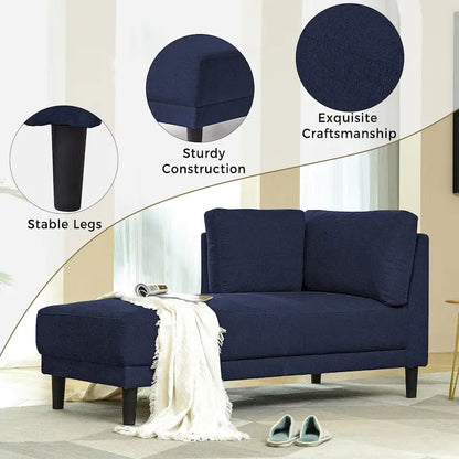 Mid-Century Modern Upholstered Chaise Lounge Sofa