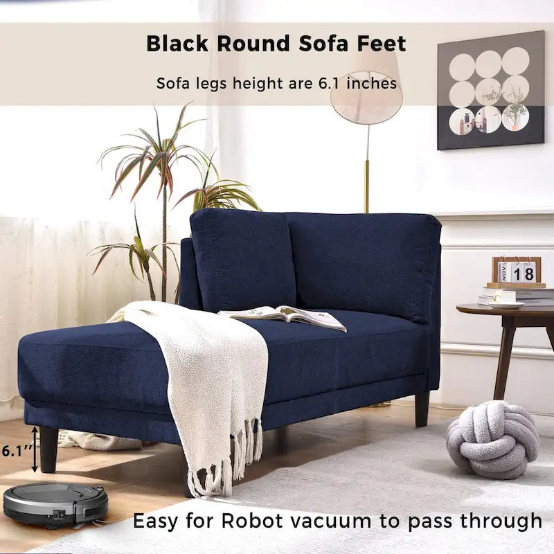 Mid-Century Modern Upholstered Chaise Lounge Sofa