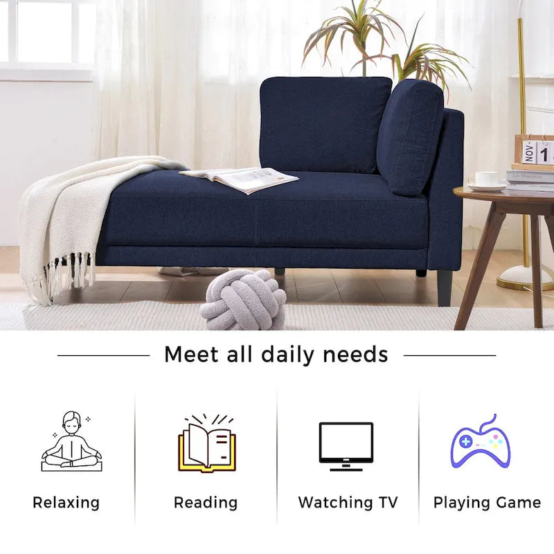 Mid-Century Modern Upholstered Chaise Lounge Sofa