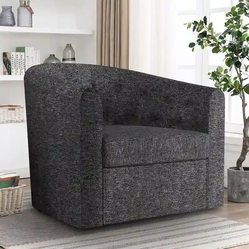 Swivel Cuddle Fabric Accent Chair with Button-Tufting