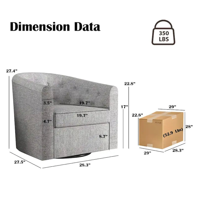Swivel Cuddle Fabric Accent Chair with Button-Tufting