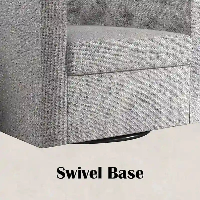 Swivel Cuddle Fabric Accent Chair with Button-Tufting