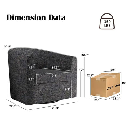 Swivel Cuddle Fabric Accent Chair with Button-Tufting