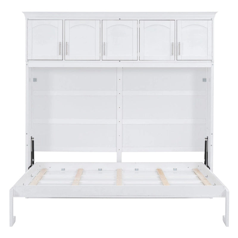 Nestfair Queen Size Murphy Bed Wall Bed with Top Cabinets