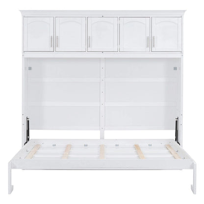 Nestfair Queen Size Murphy Bed Wall Bed with Top Cabinets
