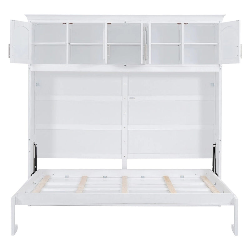 Nestfair Queen Size Murphy Bed Wall Bed with Top Cabinets