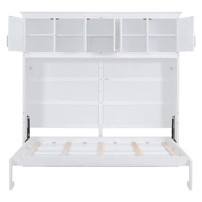 Nestfair Queen Size Murphy Bed Wall Bed with Top Cabinets