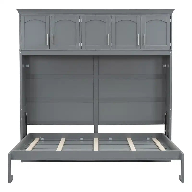 Nestfair Queen Size Murphy Bed Wall Bed with Top Cabinets