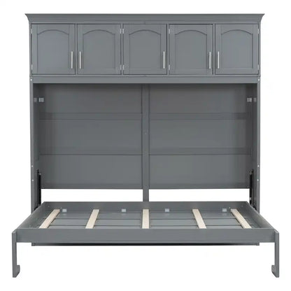 Nestfair Queen Size Murphy Bed Wall Bed with Top Cabinets