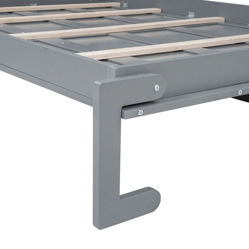 Nestfair Queen Size Murphy Bed Wall Bed with Top Cabinets