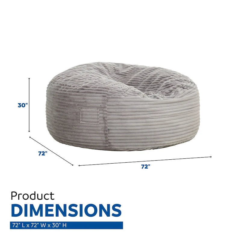 6-Foot Oversized Faux Fur Bean Bag Chair with Shredded Foam Filling