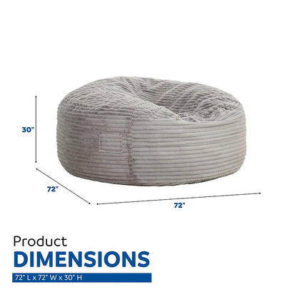 6-Foot Oversized Faux Fur Bean Bag Chair with Shredded Foam Filling