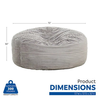 6-Foot Oversized Faux Fur Bean Bag Chair with Shredded Foam Filling