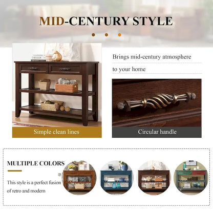 Console Sofa Table with 2 Storage Drawers and 2 Tiers Shelves