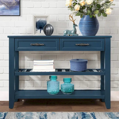 Console Sofa Table with 2 Storage Drawers and 2 Tiers Shelves