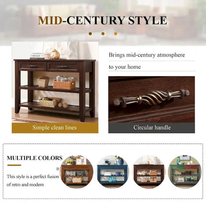 Console Sofa Table with 2 Storage Drawers and 2 Tiers Shelves